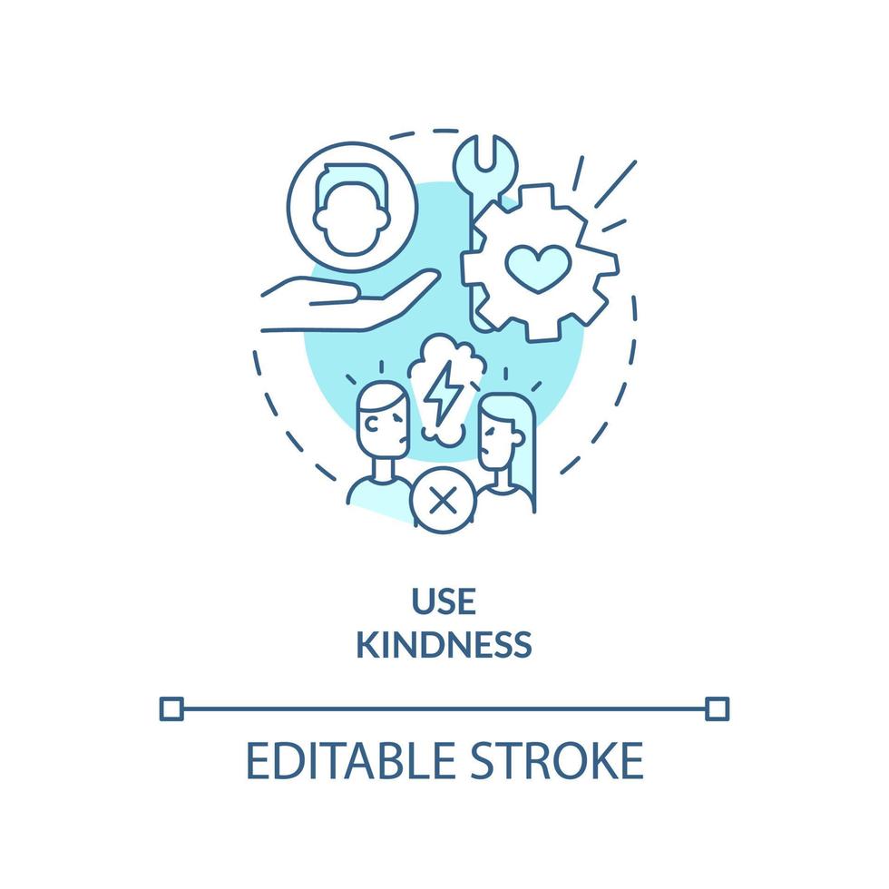 Use kindness turquoise concept icon. Fixing broken marriage abstract idea thin line illustration. Being generous to spouse. Isolated outline drawing. Editable stroke. vector