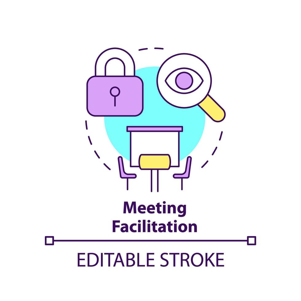 Meeting facilitation concept icon. Organization and support. Conference norm abstract idea thin line illustration. Isolated outline drawing. Editable stroke. vector