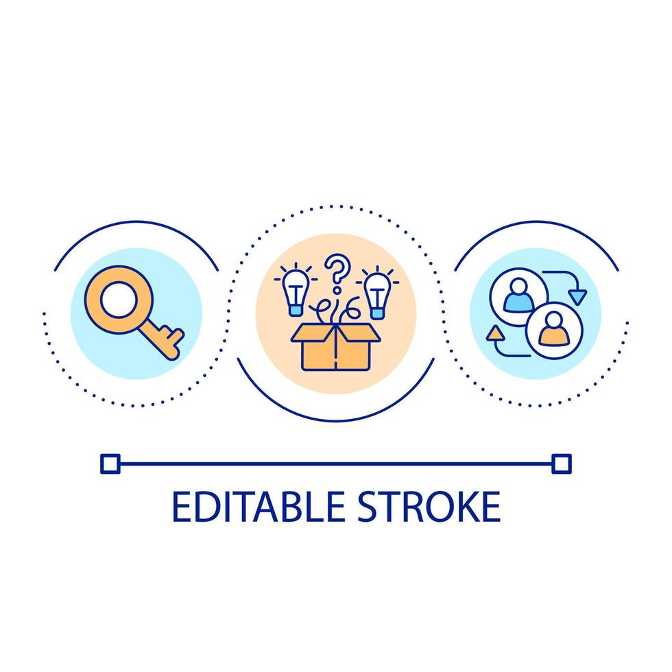 Collecting ideas from team loop concept icon. Encourage thinking and solutions generation abstract idea thin line illustration. Isolated outline drawing. Editable stroke. vector
