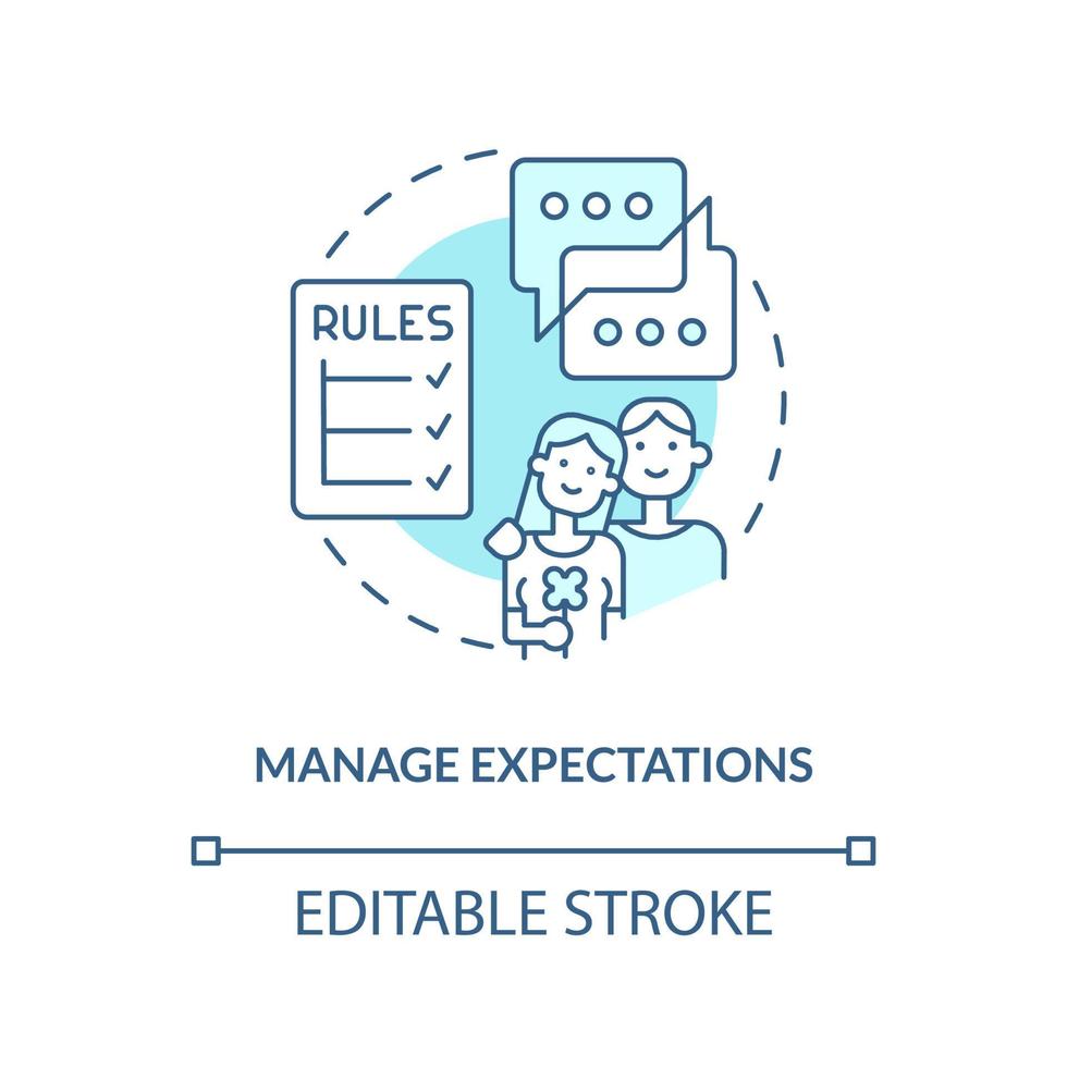 Manage expectations turquoise concept icon. Fixing long-distance relationship abstract idea thin line illustration. Isolated outline drawing. Editable stroke. vector