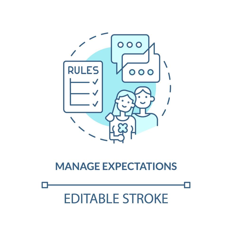 Manage expectations turquoise concept icon. Fixing long-distance relationship abstract idea thin line illustration. Isolated outline drawing. Editable stroke. vector