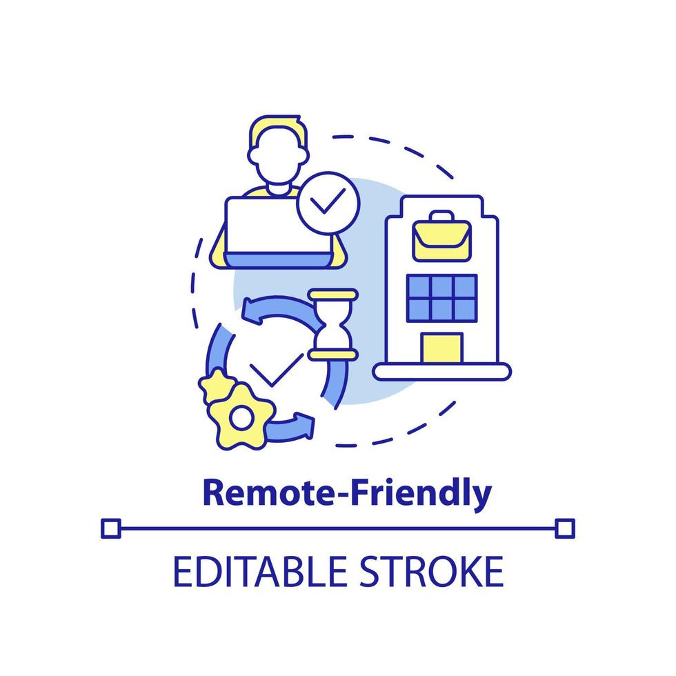 Remote friendly concept icon. Combined schedule. Hybrid work model abstract idea thin line illustration. Isolated outline drawing. Editable stroke. vector