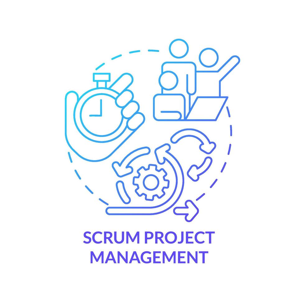 icono de concepto de gradiente azul de gestión de proyectos de scrum. tipo de estrategia. elija la prioridad de las tareas en el plan idea abstracta ilustración de línea delgada. dibujo de contorno aislado. vector