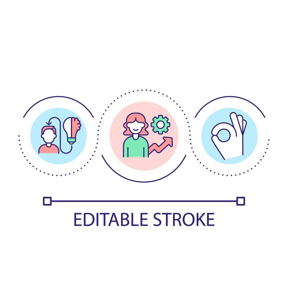 Personal growth loop concept icon. Personal knowledge management abstract idea thin line illustration. Brainstorming for innovation. Isolated outline drawing. Editable stroke. vector