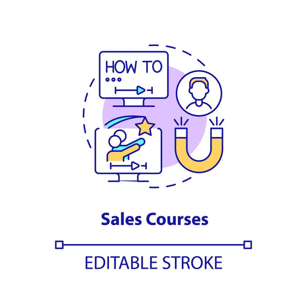 Sales courses concept icon. Marketing and commerce. Online education idea abstract idea thin line illustration. Isolated outline drawing. Editable stroke. vector