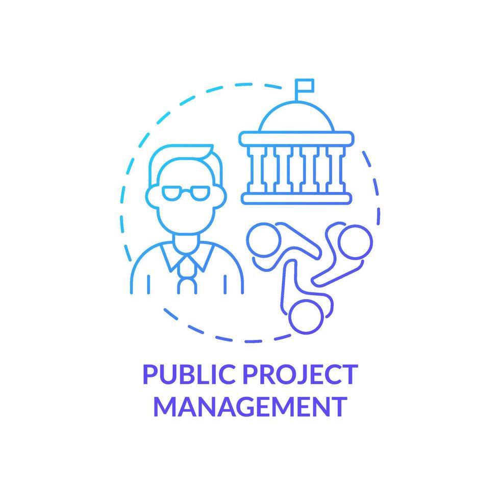 Public project management blue gradient concept icon. Government program. Social relations building strategy abstract idea thin line illustration. Isolated outline drawing. vector