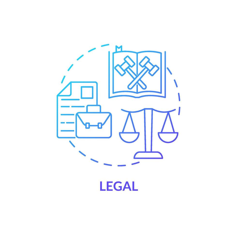 Legal blue gradient concept icon. Law regulation system. Customer protection. PESTLE analysis abstract idea thin line illustration. Isolated outline drawing. vector