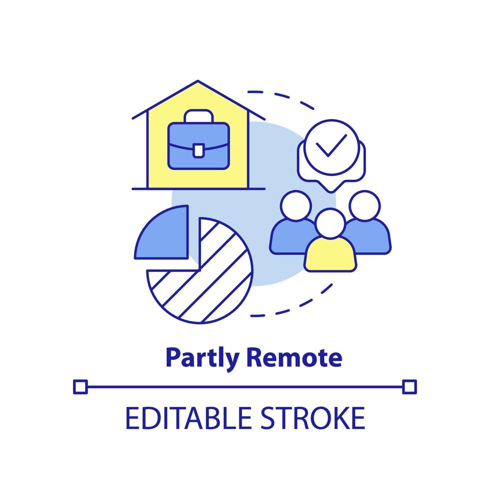 Partly remote concept icon. Workflow schedule. Freelance. Hybrid work model abstract idea thin line illustration. Isolated outline drawing. Editable stroke. vector