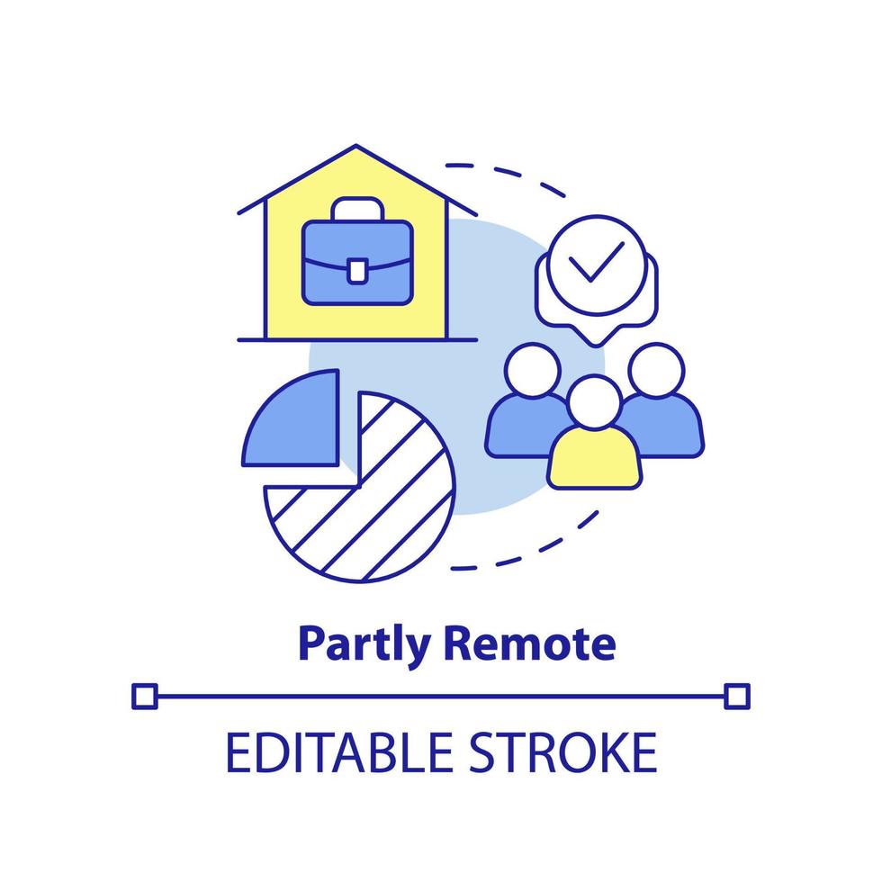 icono de concepto parcialmente remoto. cronograma de flujo de trabajo. Lanza libre. modelo de trabajo híbrido idea abstracta ilustración de línea delgada. dibujo de contorno aislado. trazo editable. vector