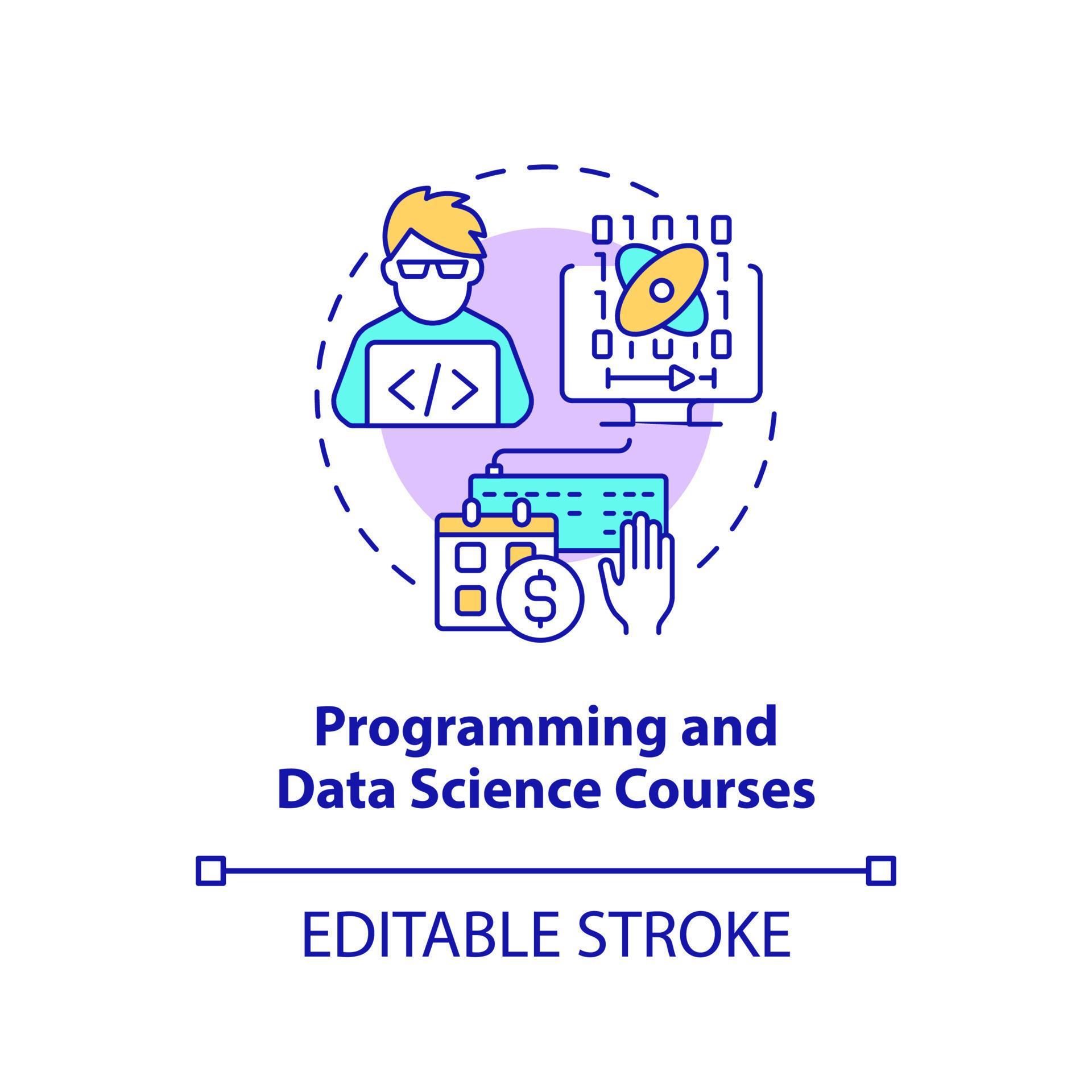 Programming and data science courses concept icon. Online education ...