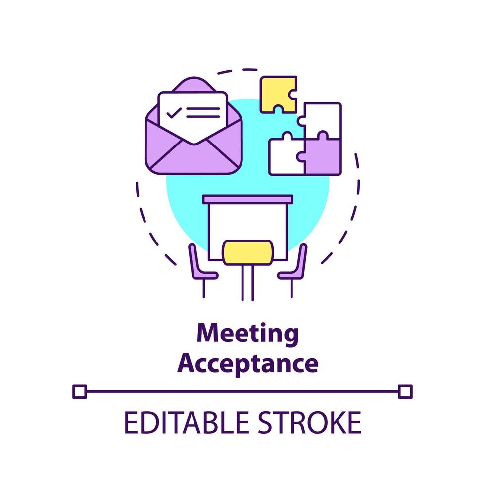 Meeting acceptance concept icon. Attending event. Business conference norm abstract idea thin line illustration. Isolated outline drawing. Editable stroke. vector