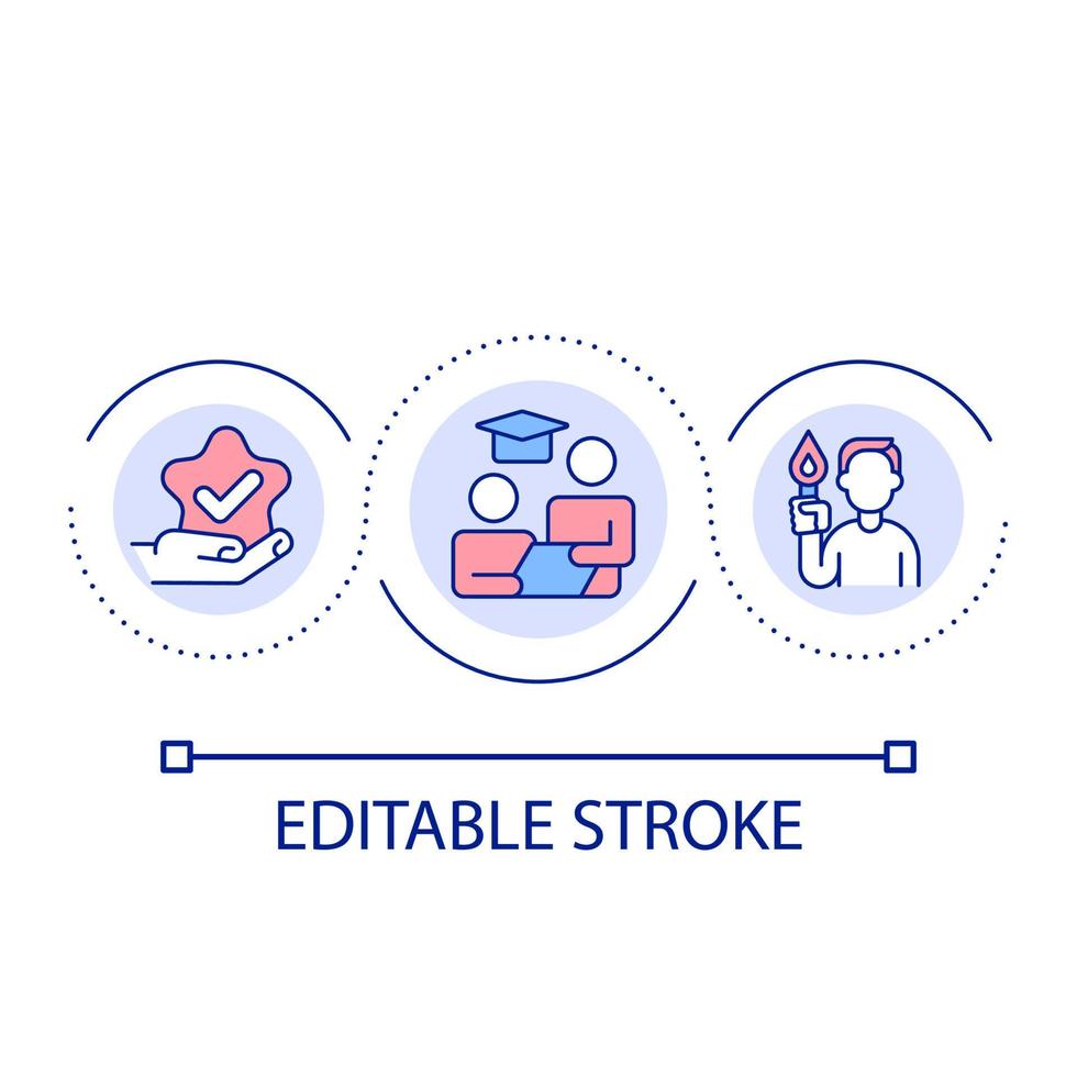 Mentor-mentee relationship loop concept icon. Employee coaching abstract idea thin line illustration. Improving professional performance. Isolated outline drawing. Editable stroke. vector