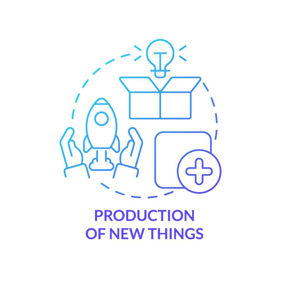 Production of new things blue gradient concept icon. Innovative goods desining. Project management abstract idea thin line illustration. Isolated outline drawing. vector