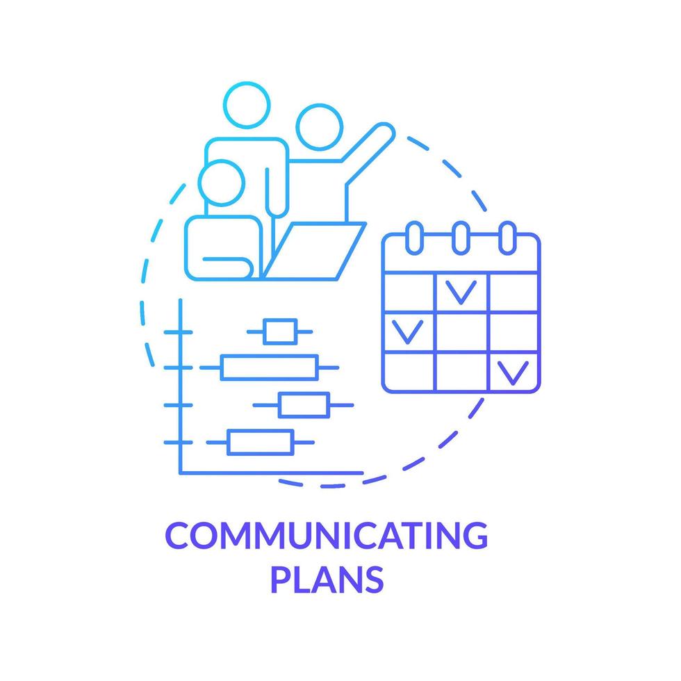 Communicating plans blue gradient concept icon. Developing working strategy. Product management abstract idea thin line illustration. Isolated outline drawing. vector