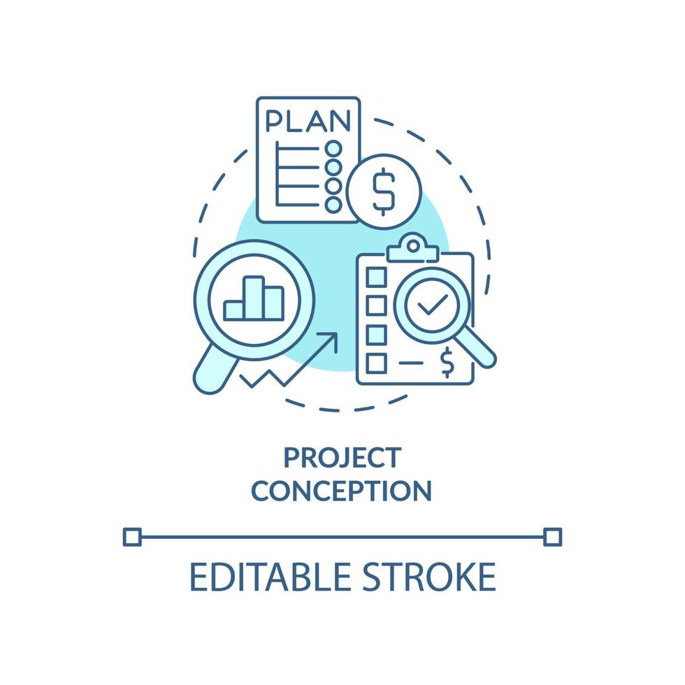 Project conception blue gradient concept icon. Real estate development abstract idea thin line illustration. Isolated outline drawing. Editable stroke. vector