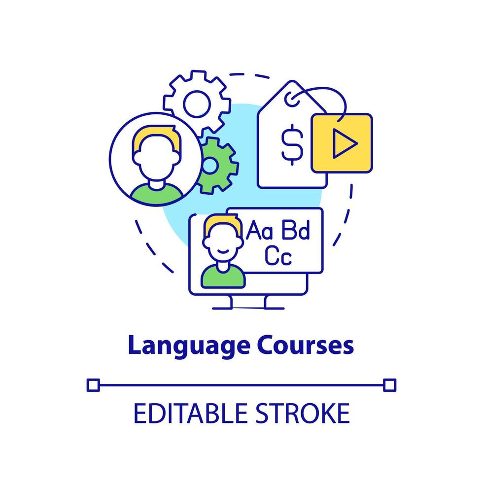 Language courses concept icon. Speak foreign language. Online tutorial