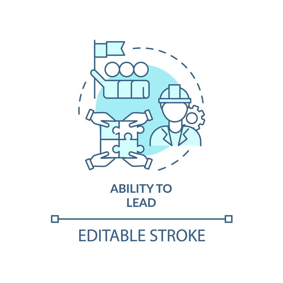 Ability to lead turquoise concept icon. Characteristic of good housing developer abstract idea thin line illustration. Isolated outline drawing. Editable stroke. vector