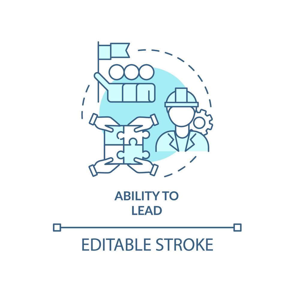 capacidad para liderar el icono del concepto turquesa. característica de un buen desarrollador de viviendas idea abstracta ilustración de línea delgada. dibujo de contorno aislado. trazo editable. vector