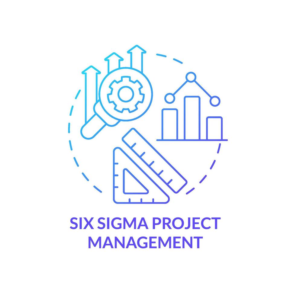 Six Sigma project management blue gradient concept icon. Business. Effective work organization abstract idea thin line illustration. Isolated outline drawing. vector
