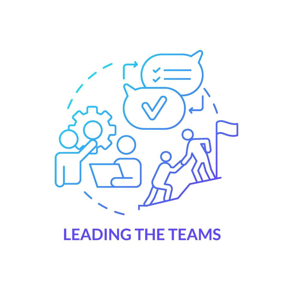 Leading teams blue gradient concept icon. Reaching corporate goals. Teamwork. Project management abstract idea thin line illustration. Isolated outline drawing. vector