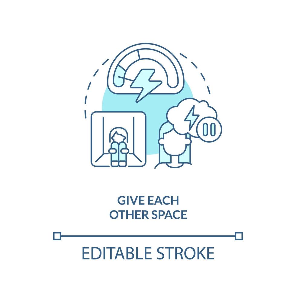 Give each other space turquoise concept icon. Fixing marriage abstract idea thin line illustration. Temporary separation. Isolated outline drawing. Editable stroke. vector