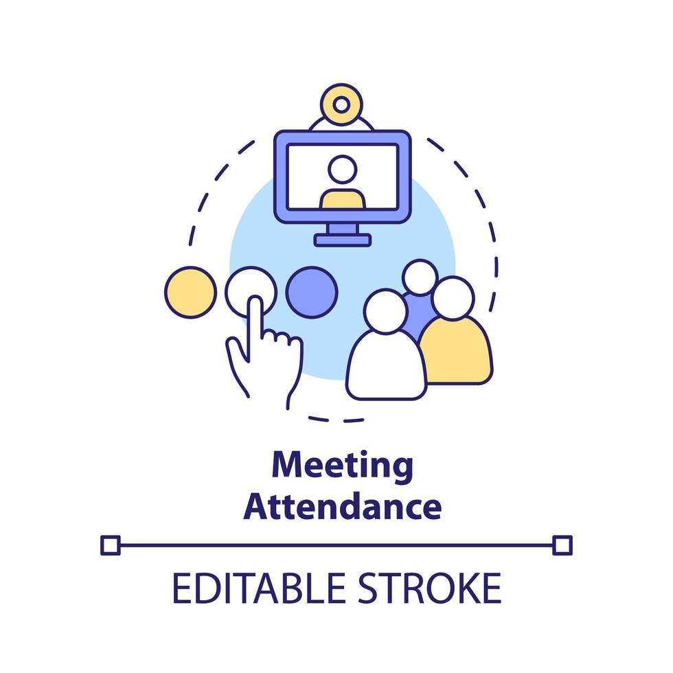 Meeting attendance concept icon. In person and remote. Work location and schedule abstract idea thin line illustration. Isolated outline drawing. Editable stroke. vector