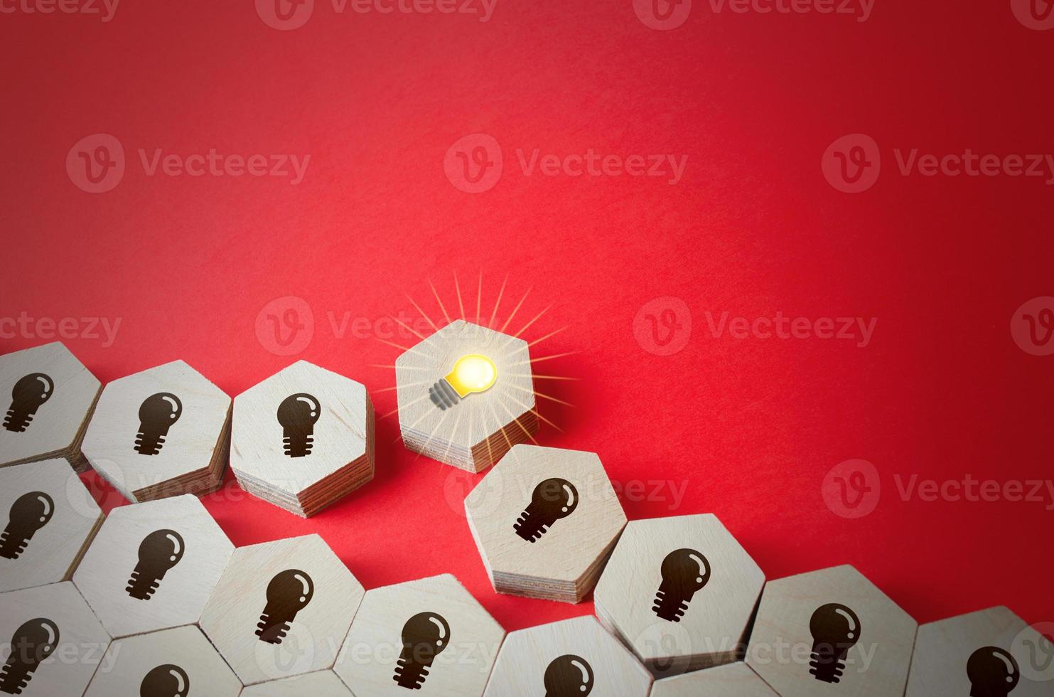 Luminous bulb idea breaks out free. Breakthrough ideas. Innovation, fresh look. Revolutionary technology. Business unicorn. New paradigm. Successful uncommon solution to a problem. Breaking new ground photo