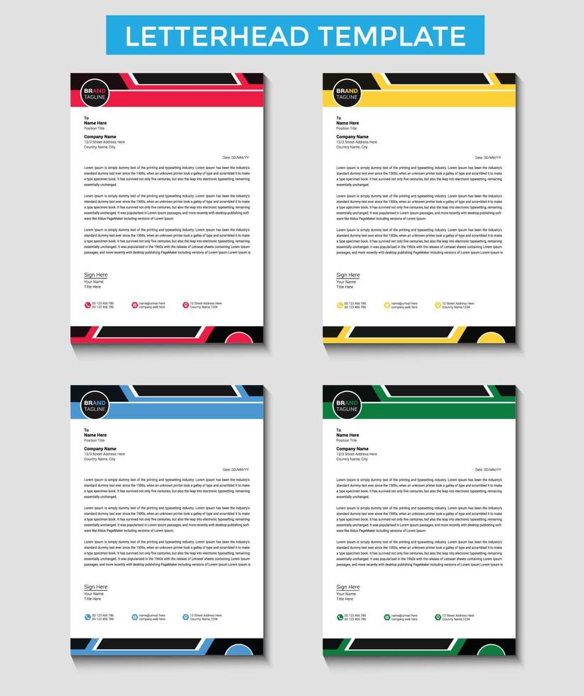 Professional business letterhead template design vector
