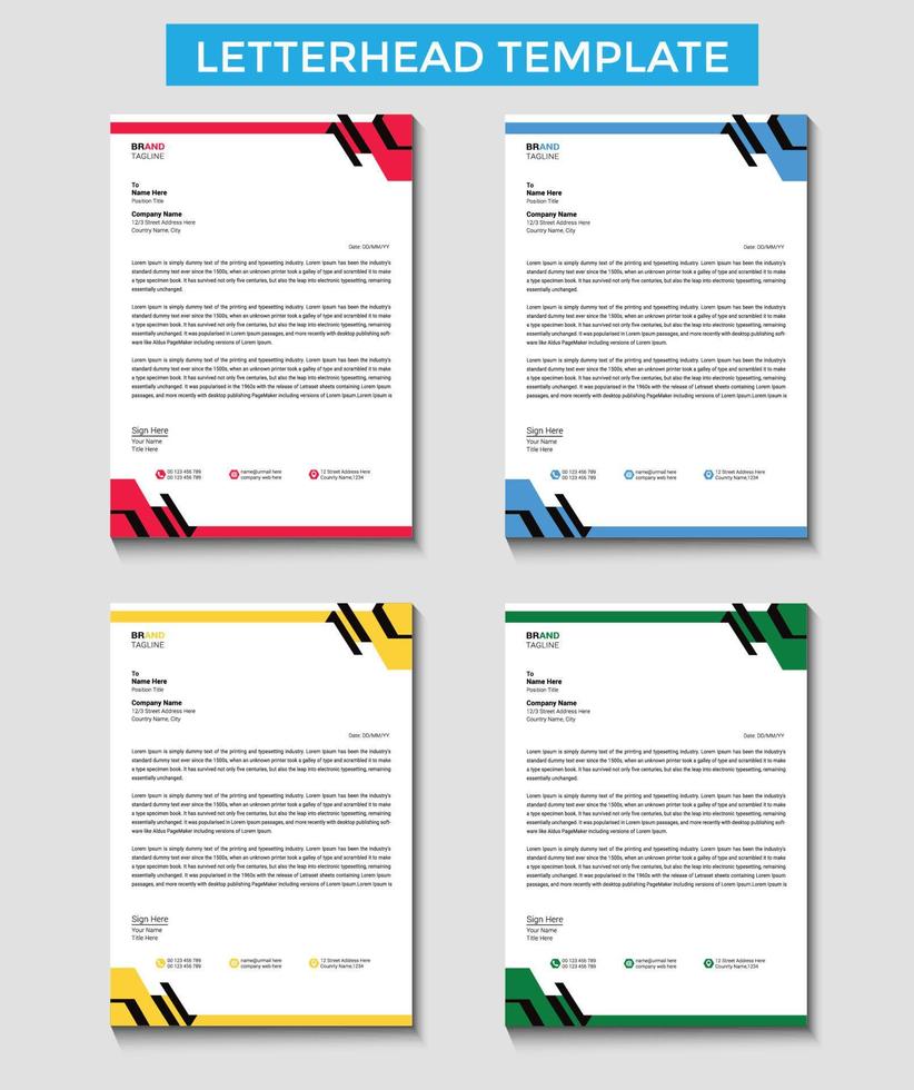 Modern company letterhead design template vector