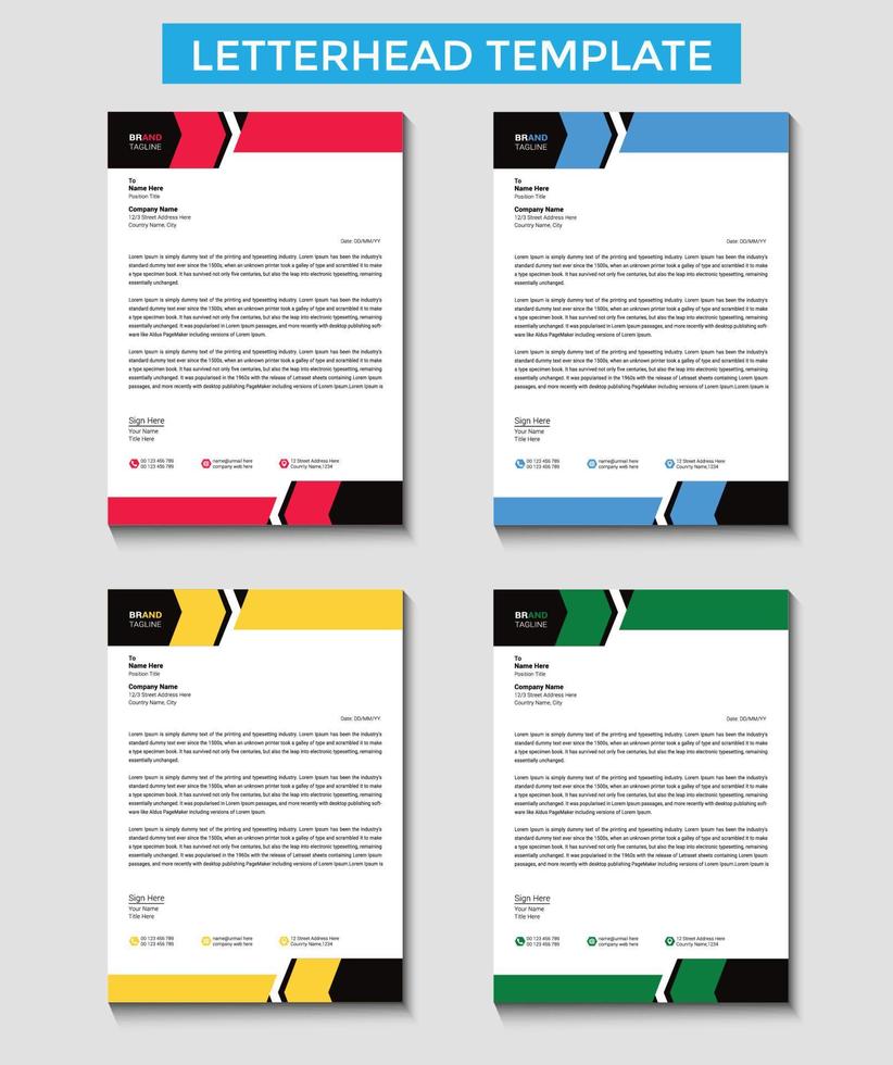 Professional creative letterhead template design vector