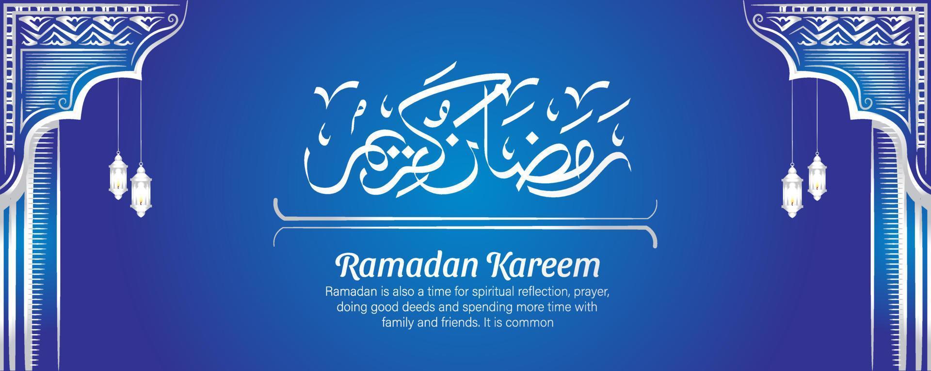 Ramadan kareem banner with hand drawn islamic illustration vector