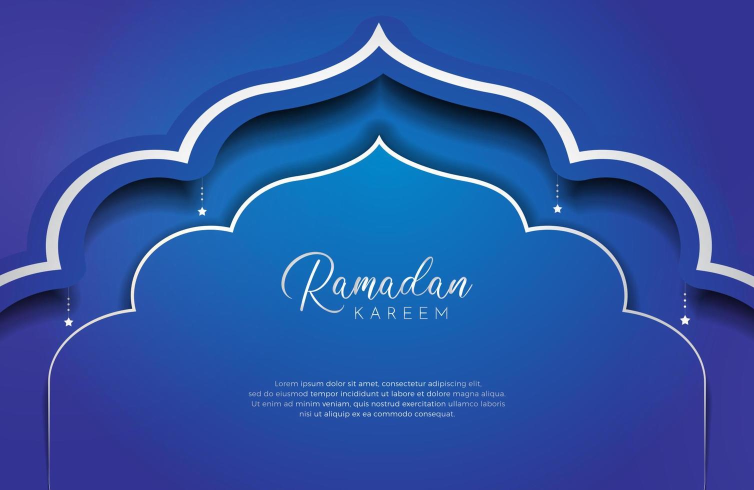 Ramadan Kareem background with white and blue color luxury style Vector illustration