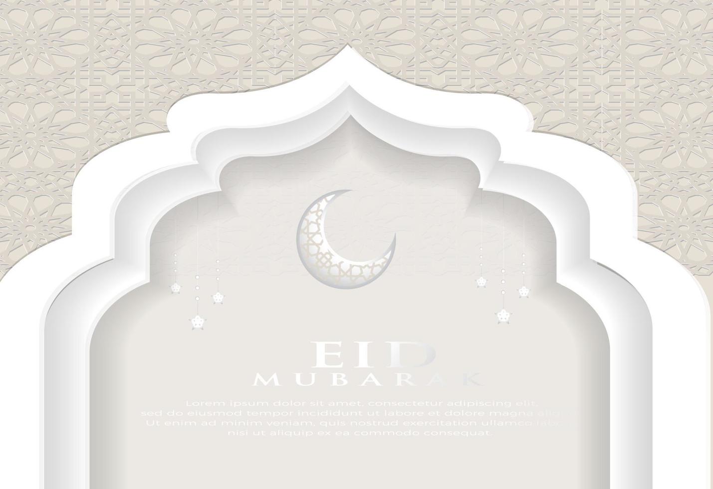 eid mubarak fondo lujo ornamental con luna vector