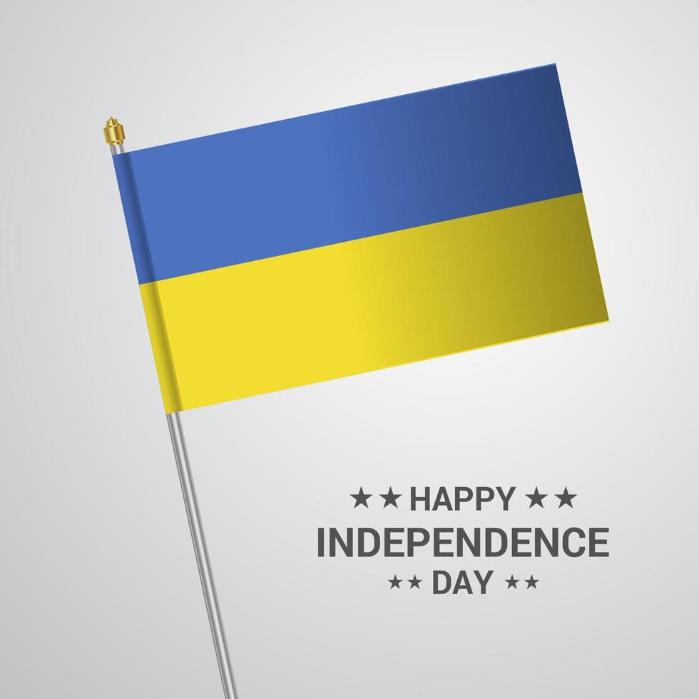 diseño tipográfico del día de la independencia de ucrania con vector de bandera