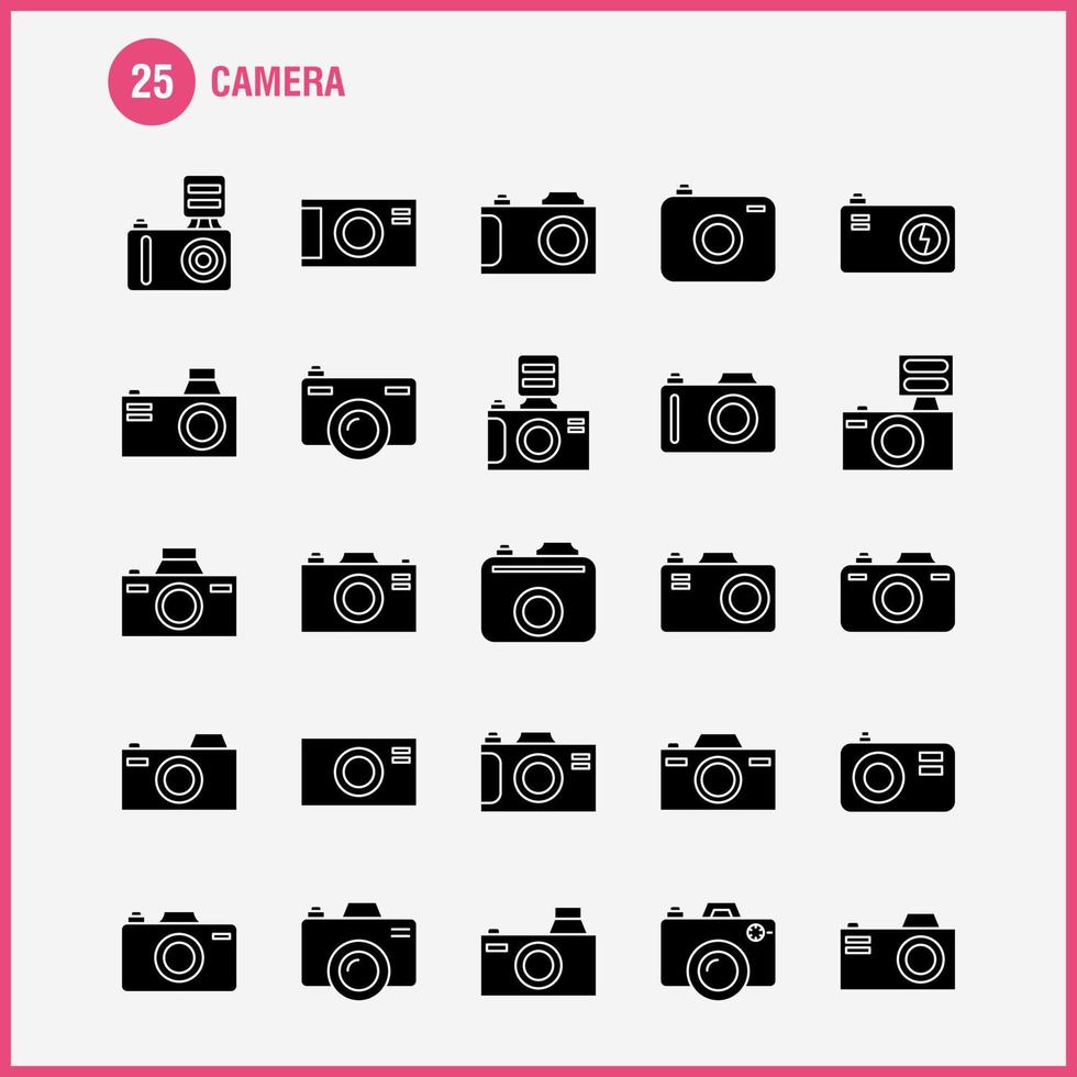 icono de glifo sólido de cámara para impresión web y kit de uxui móvil como cámara digital dslr fotografía cámara digital dslr fotografía pictograma paquete vector