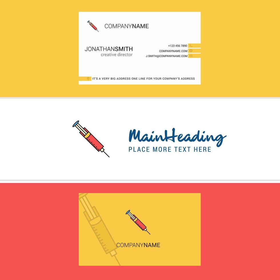 Beautiful Syringe Logo and business card vertical Design Vector