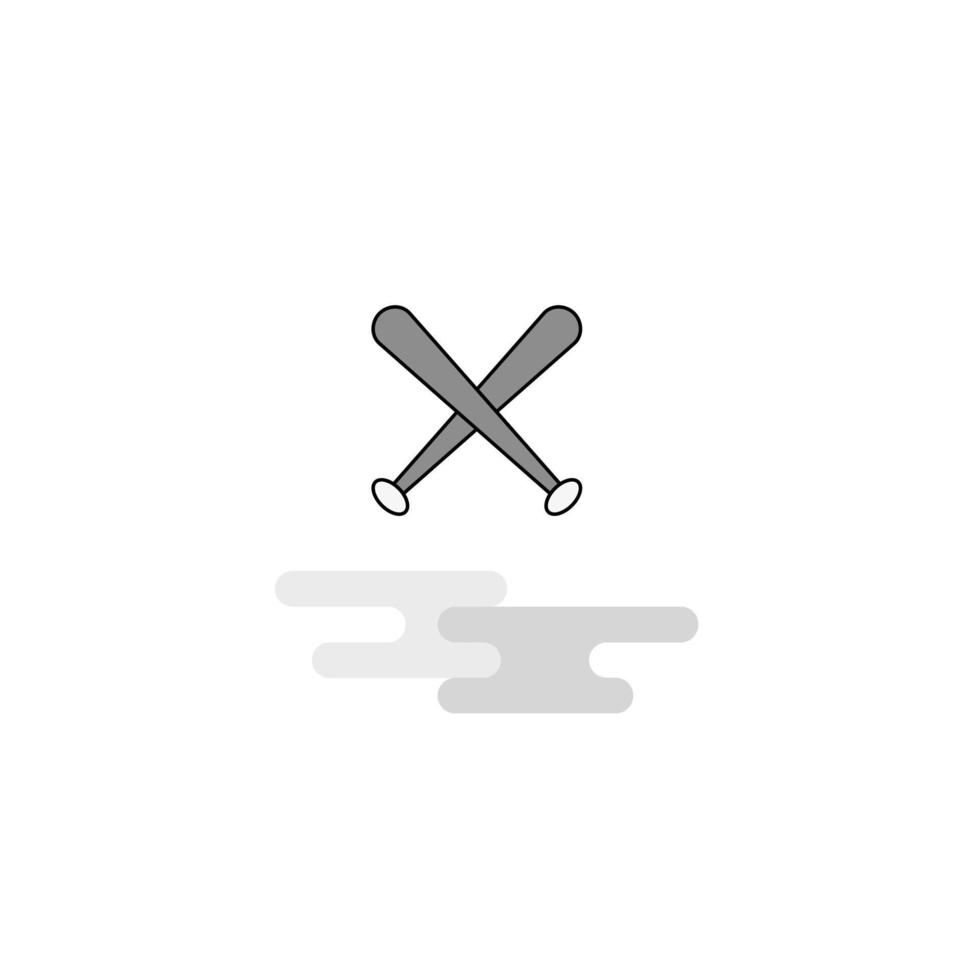 Baseball bat Web Icon Flat Line Filled Gray Icon Vector