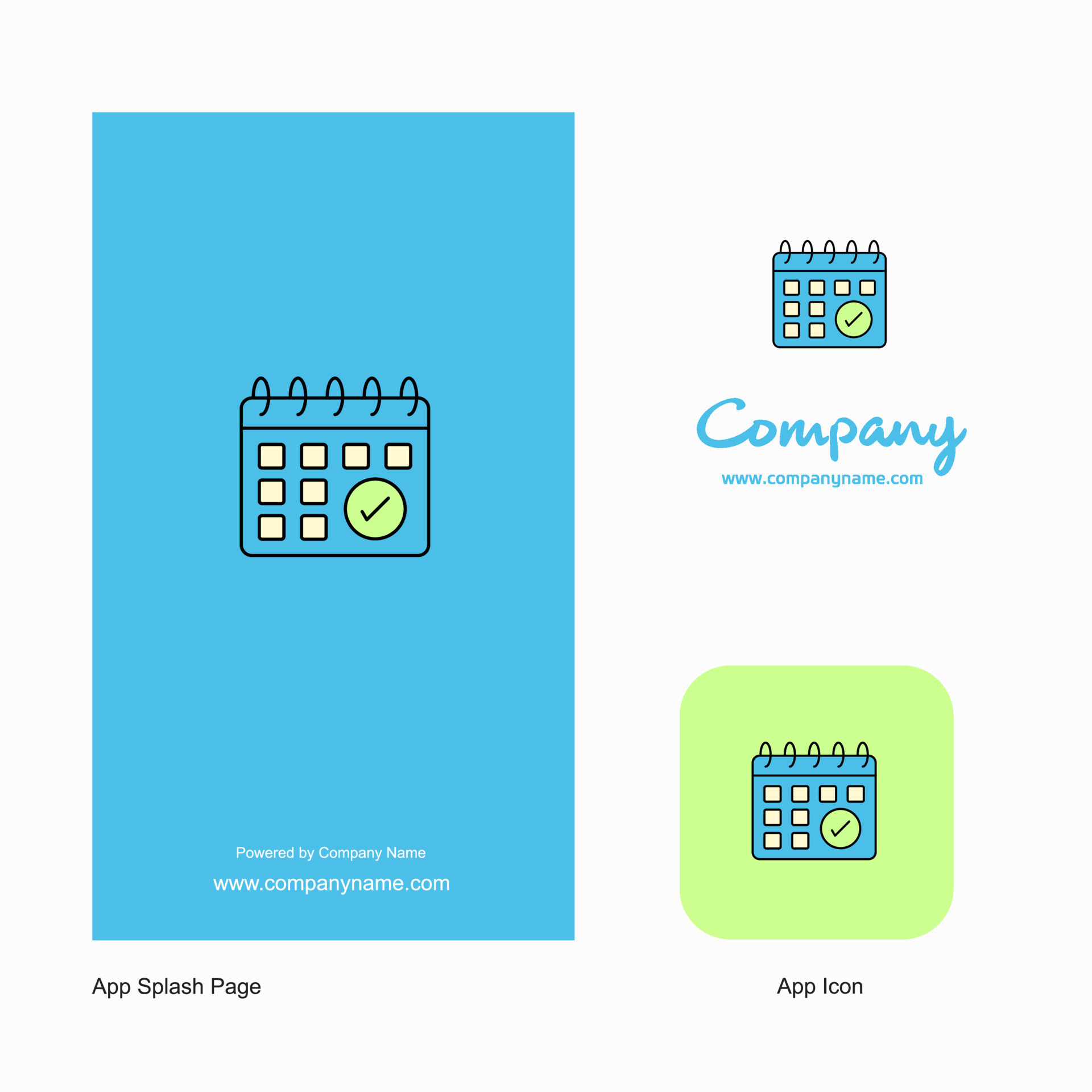 Calendar company logo app icon and splash page design creative business