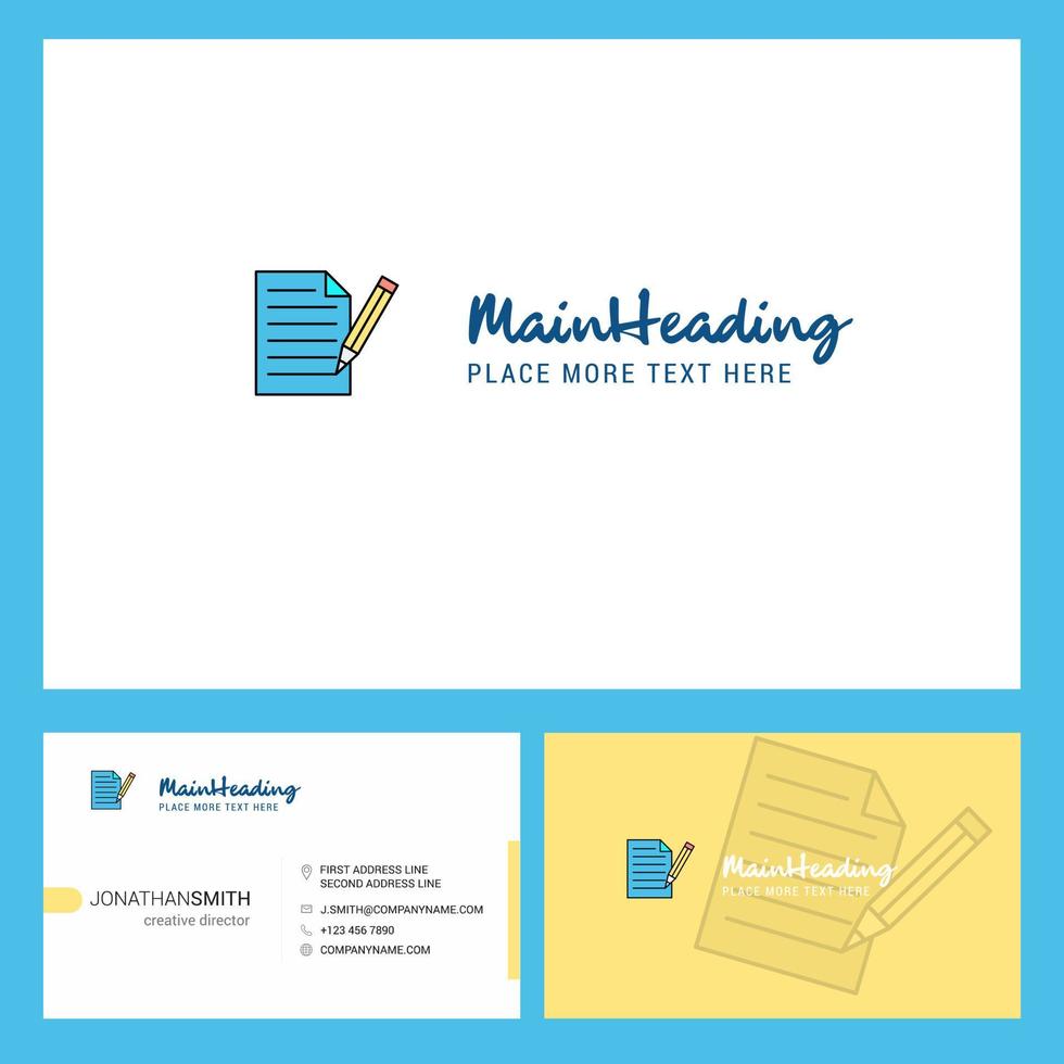 Write document Logo design with Tagline Front and Back Busienss Card Template Vector Creative Design