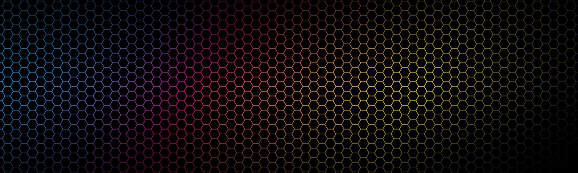 moderno encabezado geométrico cmyk de alta resolución con cuadrícula poligonal. patrón hexagonal metálico colorido abstracto. pancarta vectorial sencilla vector
