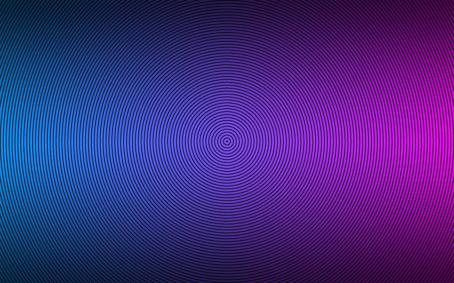 Blue and pink abstract circle background. Black circles on grey background with colorful gradient. Simple geometric pattern vector