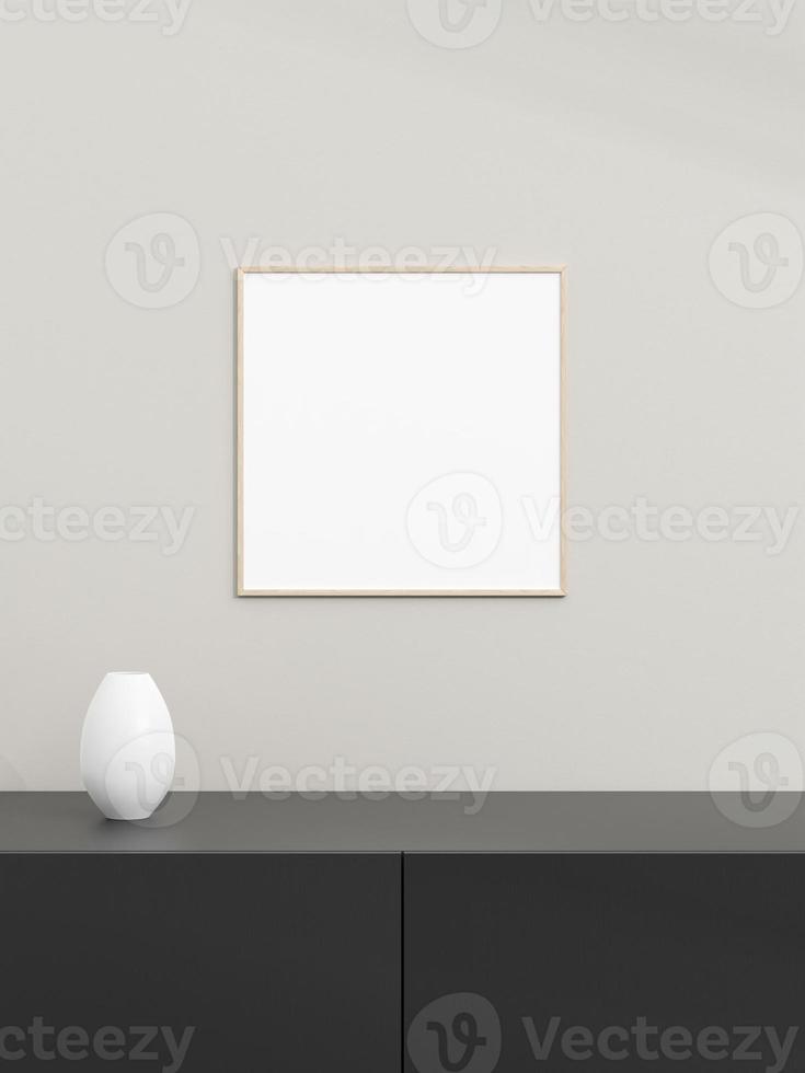 Photo frame mockup on black table. Poster mockup. Clean, modern, minimal frame. Minimalist background. Blank picture frame mockup. 3d rendering.