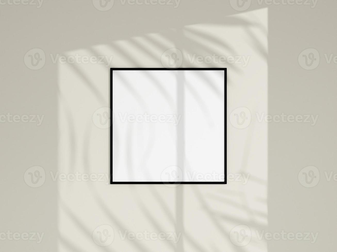 Photo frame mockup on white wall. Minimalist background. Blank picture frame mockup. Poster mockup. Clean, modern, minimal frame. 3d rendering.