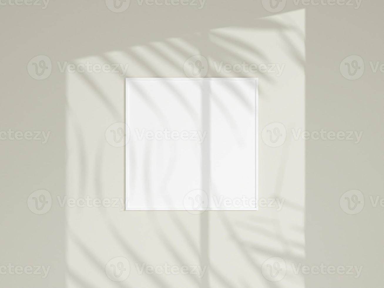 Photo frame mockup on white wall. Minimalist background. Blank picture frame mockup. Poster mockup. Clean, modern, minimal frame. 3d rendering.