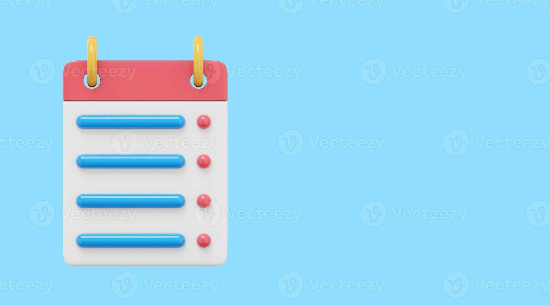 Flip calendar assignment. 3D rendering. Icon on blue background, space for text. photo