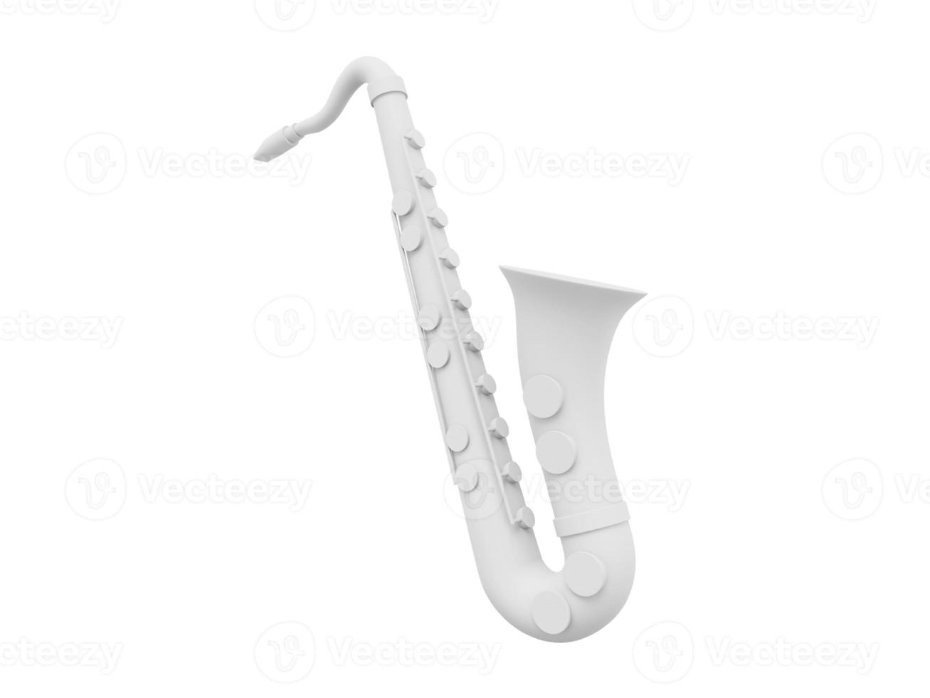 White saxophone, musical instrument, from side. 3d rendering. Icon on white background. photo