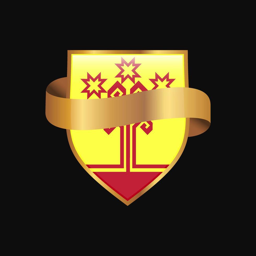 Chuvashia flag Golden badge design vector