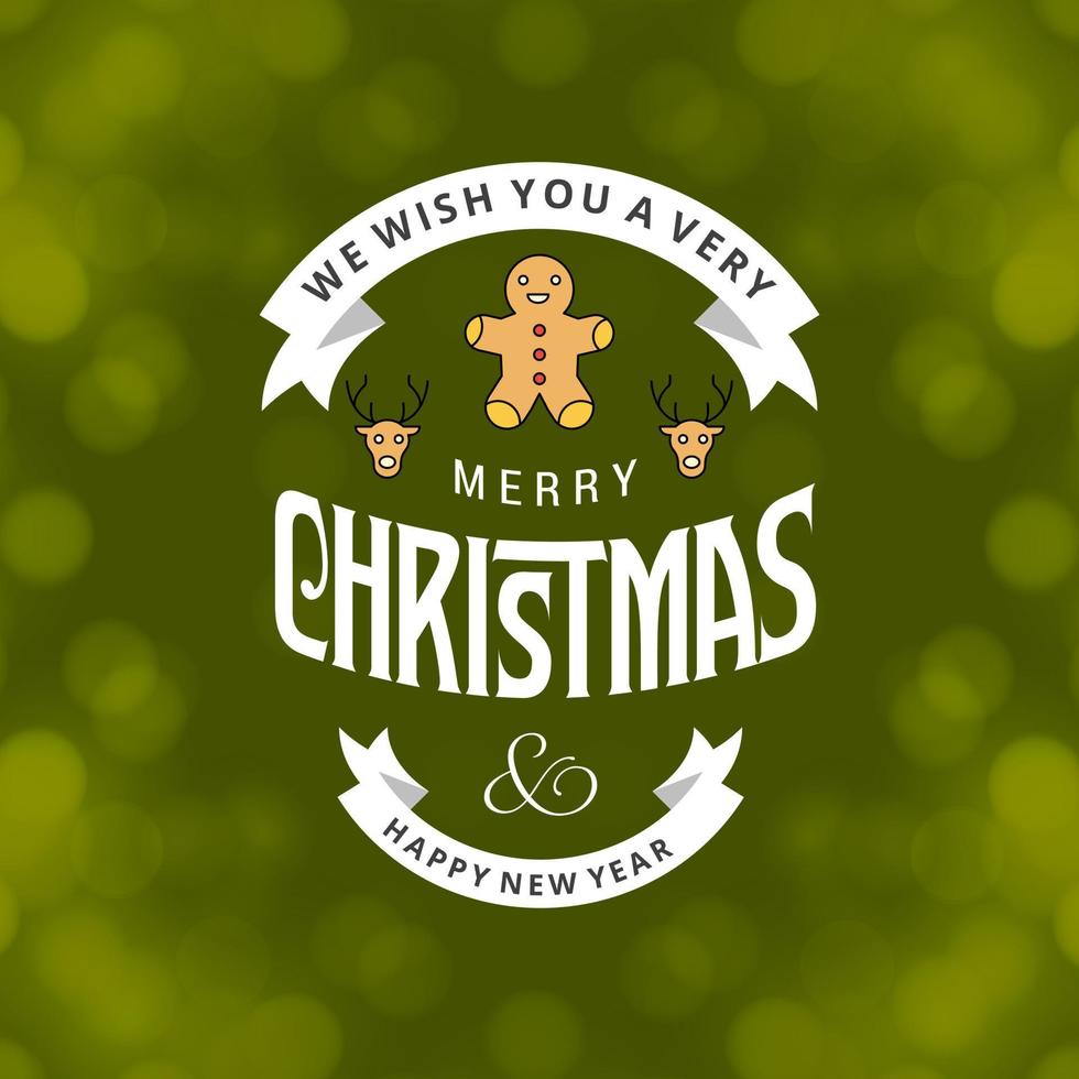Christmas greetings card with typography and green background vector