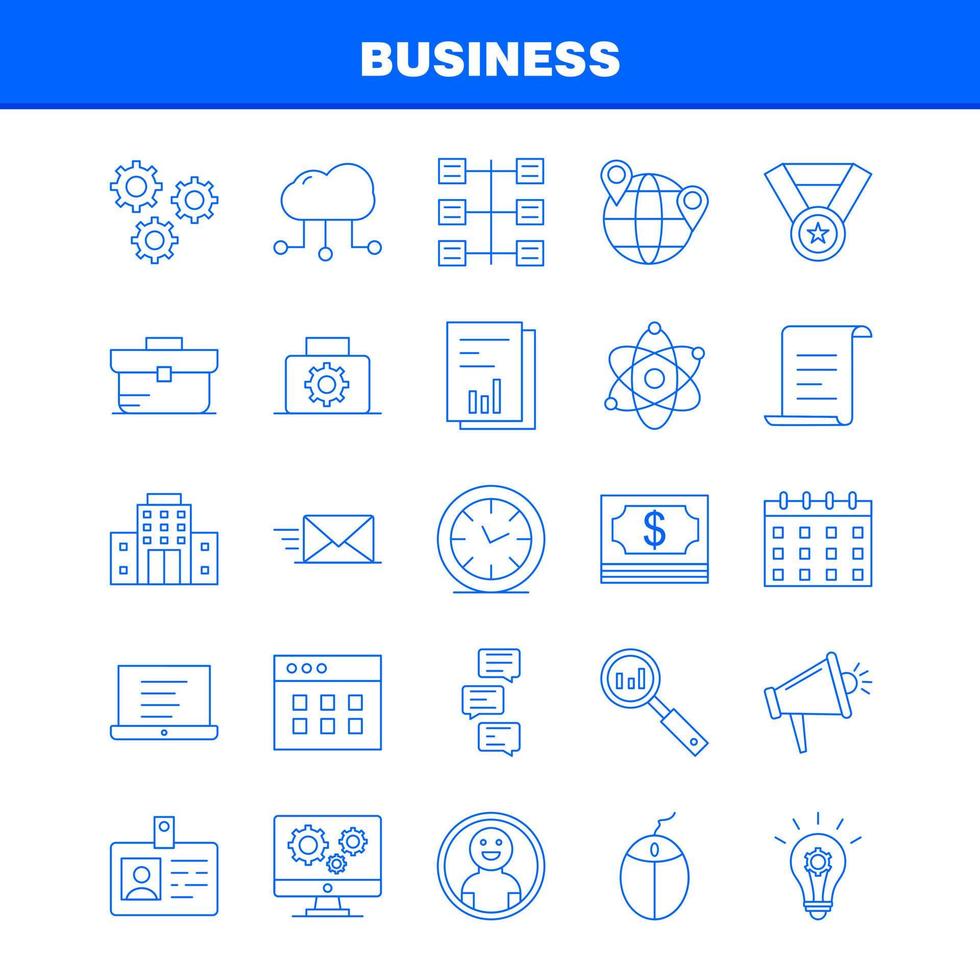 Business Line Icon for Web Print and Mobile UXUI Kit Such as Business Time Clock Timer File Work Business Document Pictogram Pack Vector