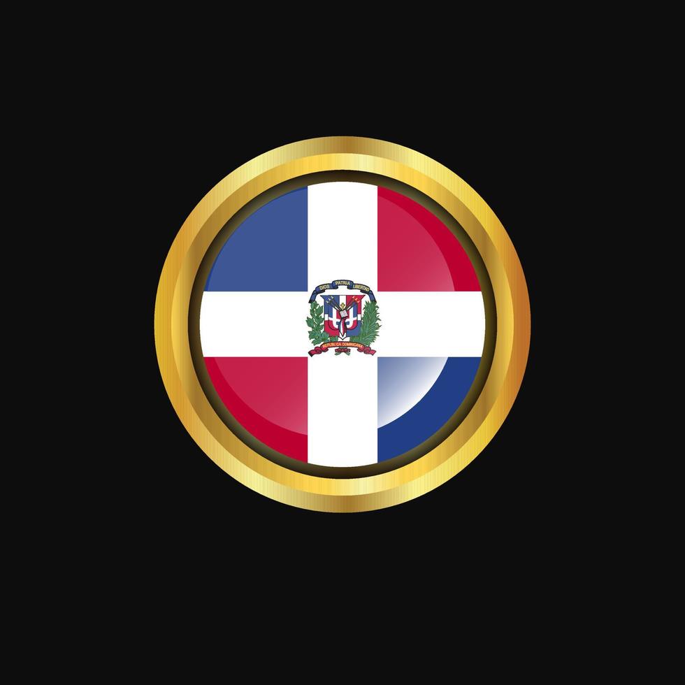 botón de oro de la bandera de república dominicana vector